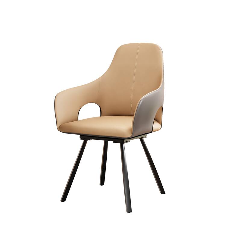 Two-tone Microfiber Leather Upholstered Rotatable Dining Chairs (Set of 2) - 22.83" W x 19.69" D x 36.61" H