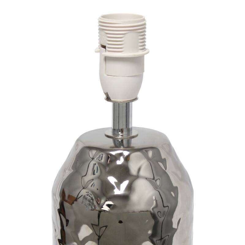 Fishscale Porcelain Table Lamp with White Drum Shade - 13.5" - Chrome Finished