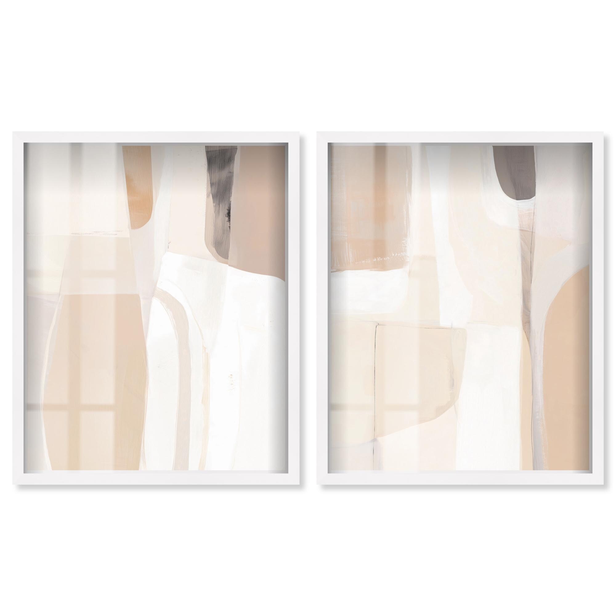 Neutral Harmony Minimalist Art Set of 2 Shadowbox Print by Art Remedy