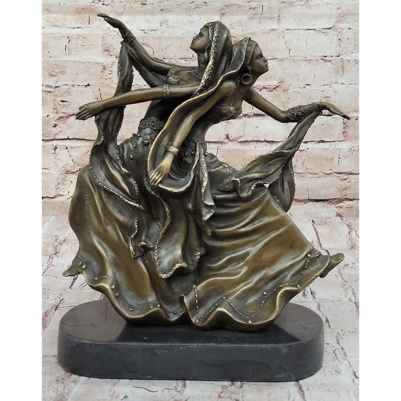 Gemini Twin Dancer Girls Bronze Statue Sculpture Figure Vitaleh Original 11 Inches X 10 Inches