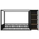 preview thumbnail 5 of 10, Safety Design Metal Frame Floor Bed with Wardrobe, Many Storage Shelves, Full Size, Black
