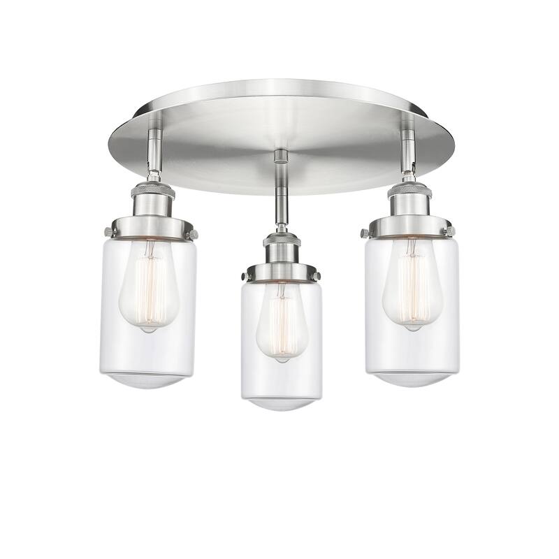Innovations Lighting Dover - 3 Light 16" Flush Mount - Clear/Satin Nickel