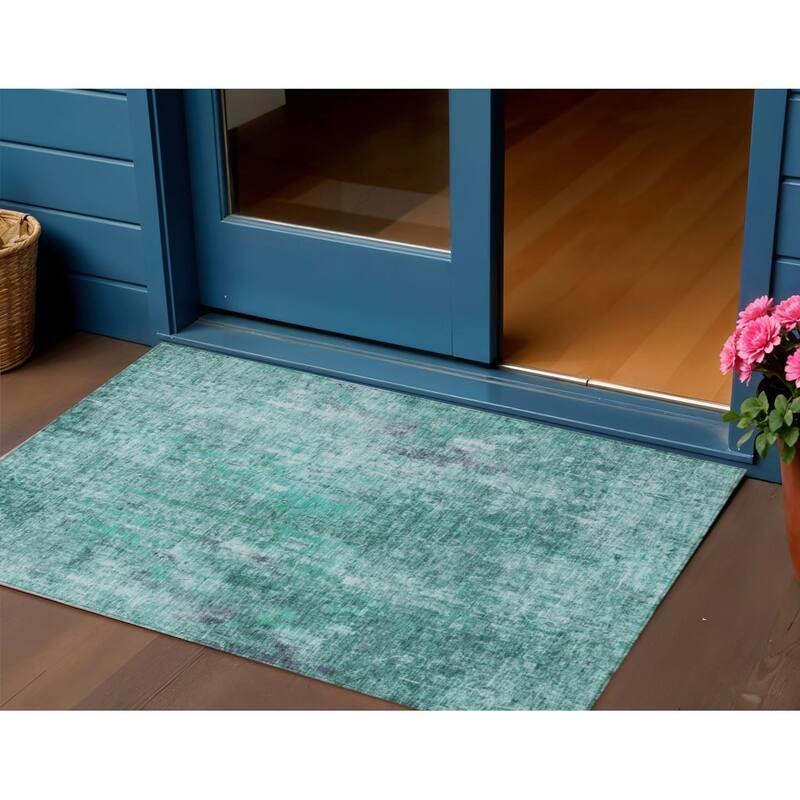 HomeRoots Abstract Transitional Rectangle Outdoor Rug - 3' x 5'