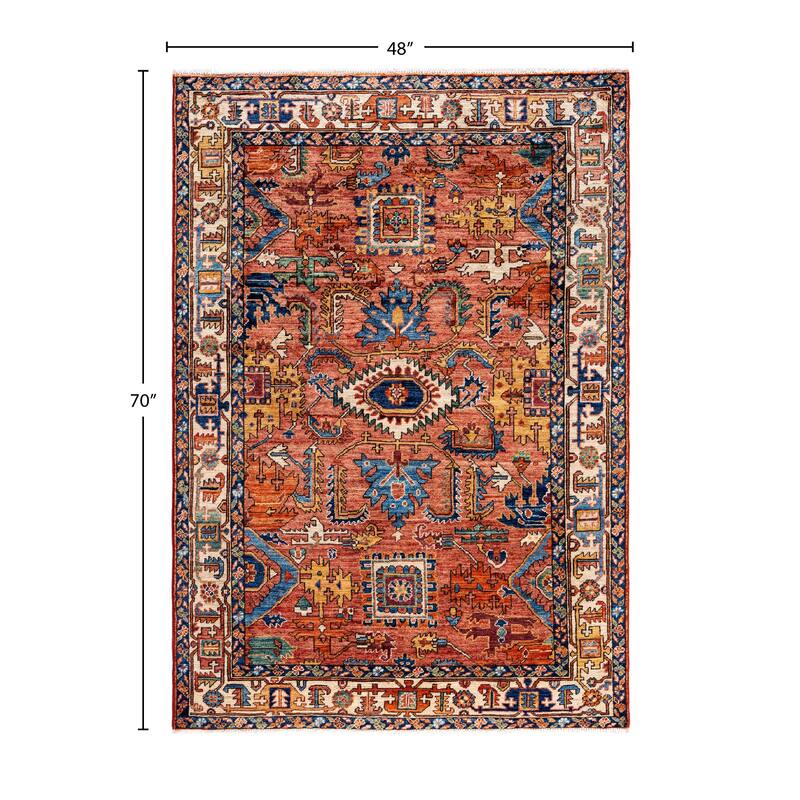 Serapi One-of-a-Kind Hand-Knotted Area Rug - Red - 4' 0" x 5' 10"