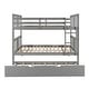 preview thumbnail 5 of 35, Elegant Full over Full Bunk Bed Wooden Kids Bed with Twin Size Trundle,Ladder,Guardrails for Bedroom