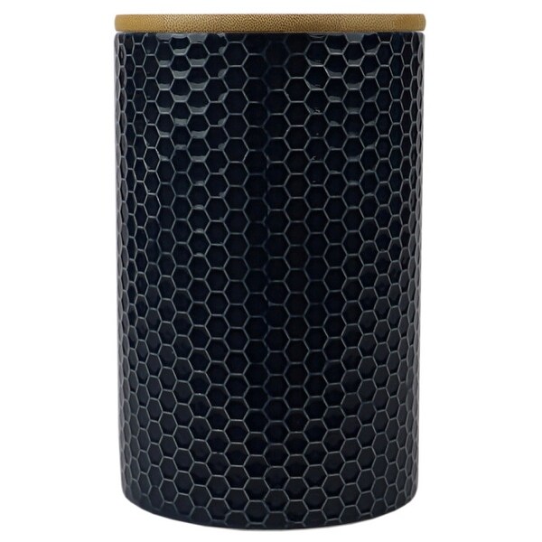 Honeycomb Large Ceramic Canister, Navy. Opens flyout.