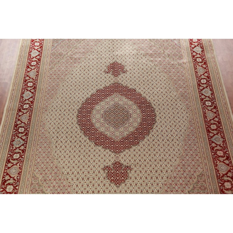 Medallion Tabriz Mahi Oriental Large Rug Handmade Wool Carpet - 10'2"x 14'3"