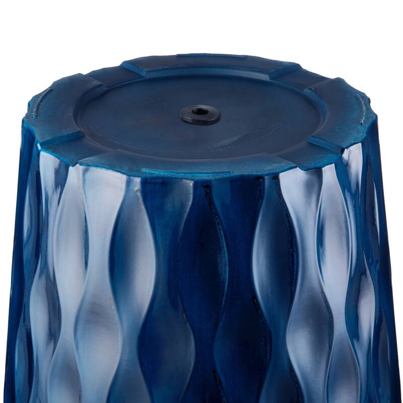 Glitzhome 23.75"H Set of 2 Oversized Wavy Texture Cobalt Blue/Turquoise/Red Tall Plastic Planter