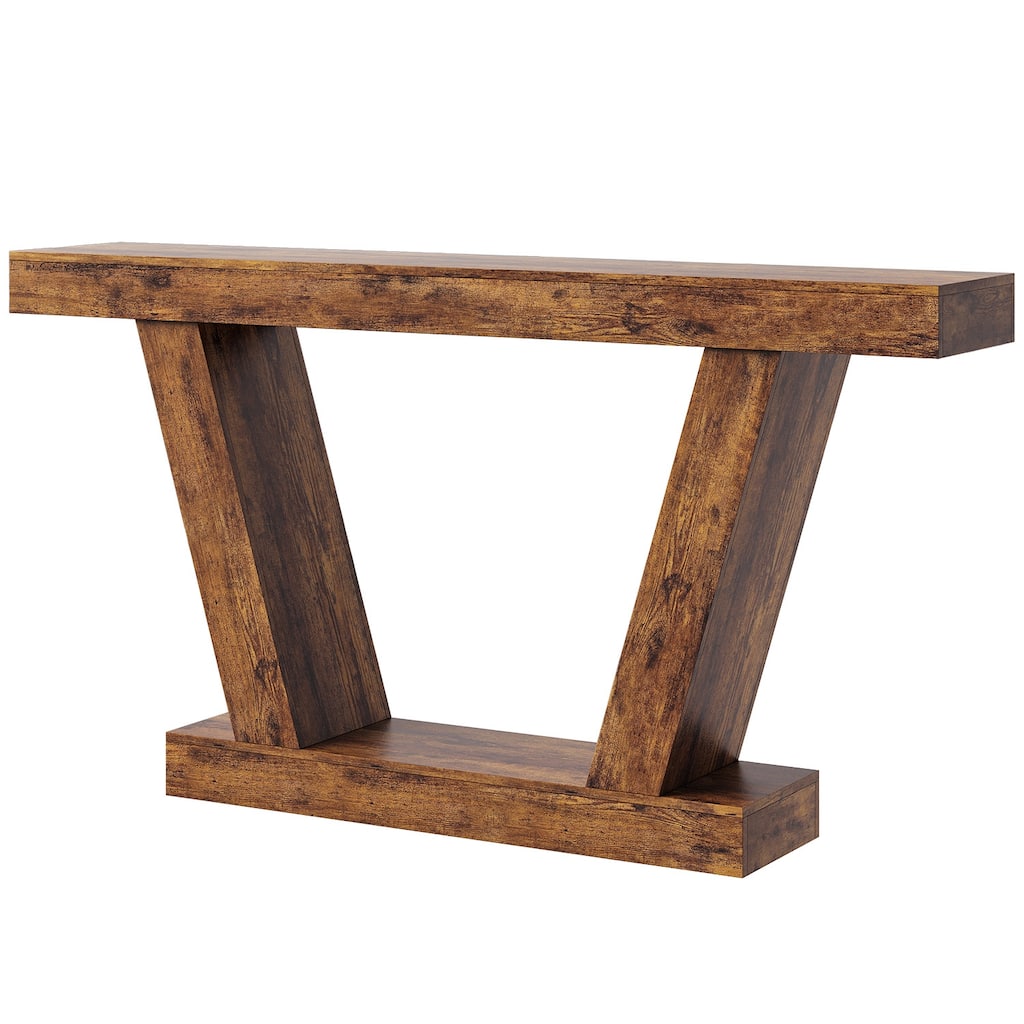 Console Sofa Table, 2-Tier Farmhouse Narrow Behind Couch Sofa, Extra-Long Accent Entryway Table