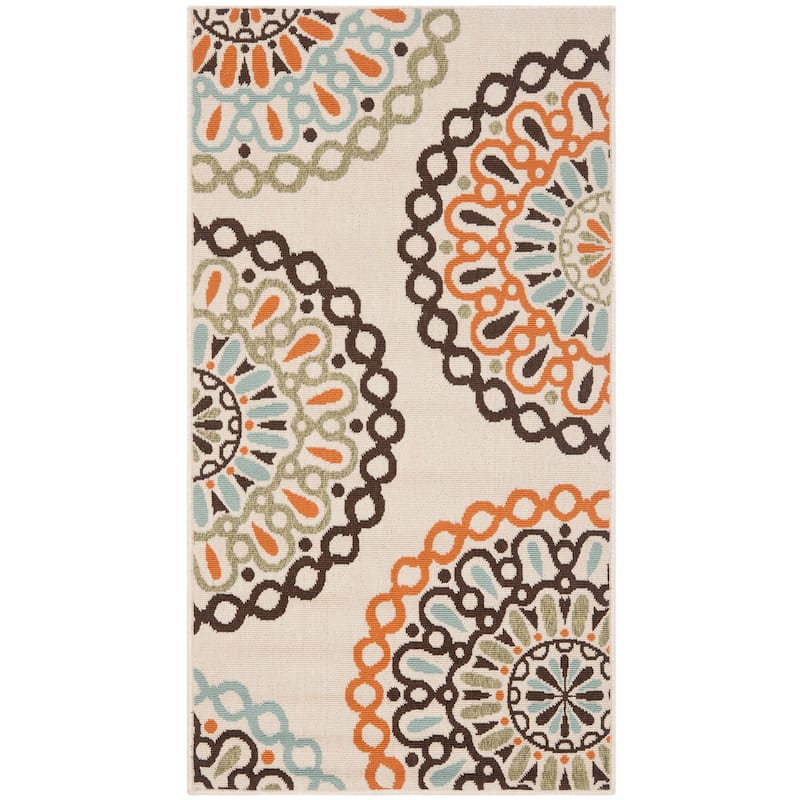 SAFAVIEH Veranda Elsi Geometric Medallion Indoor/Outdoor Area Rug - 2' x 3'7" - Cream/Terracotta