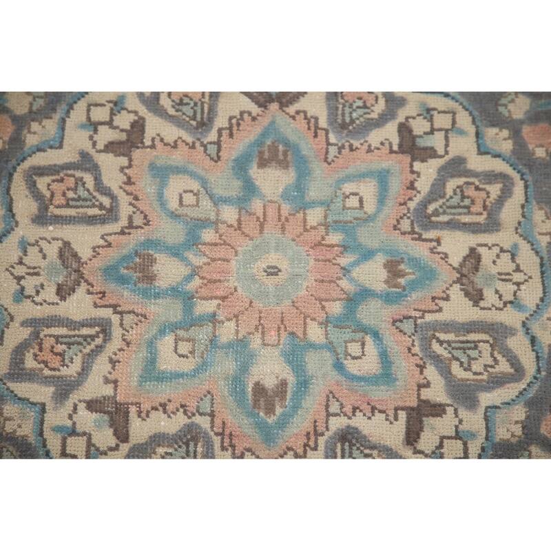 Hand Knotted Oriental 100% Wool Carpet Traditional Floral Pink Tabriz Area Rug - 9' 5'' X 6' 4''