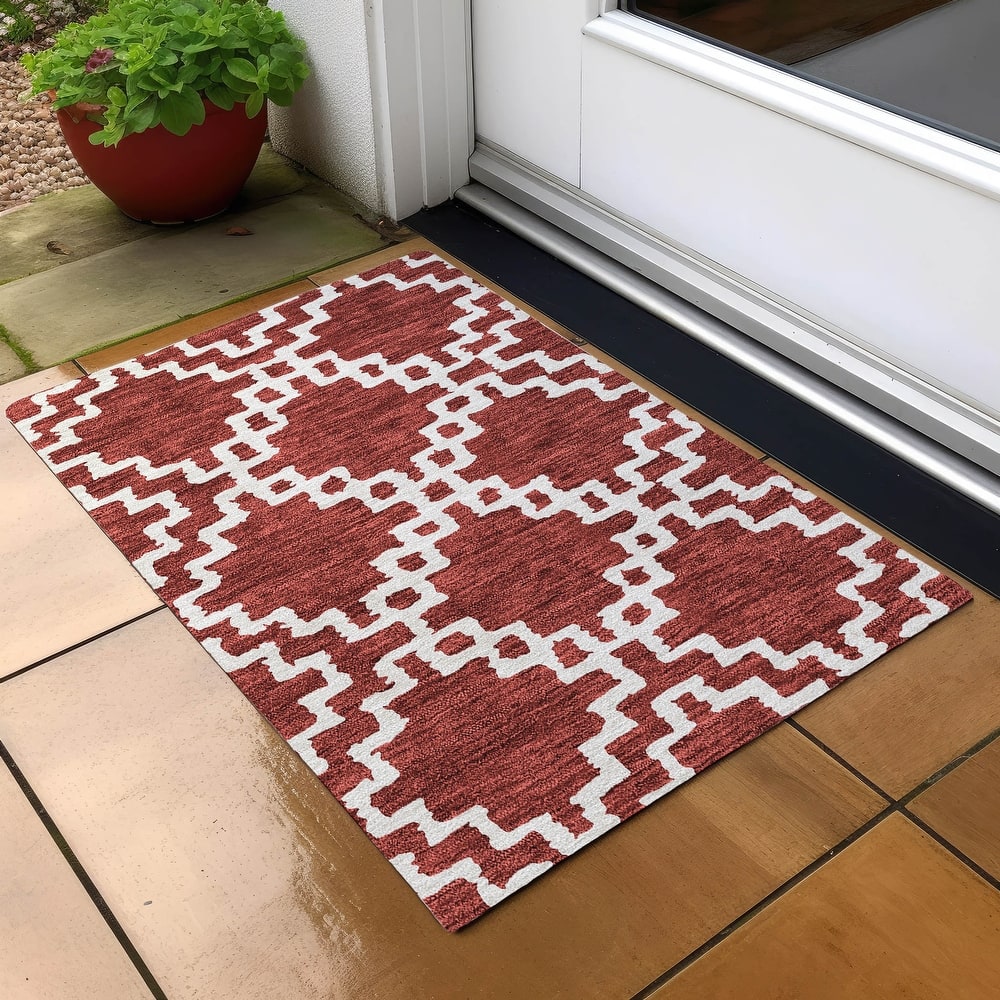 Machine Washable Indoor/ Outdoor Chantille Geo Trellis Rug