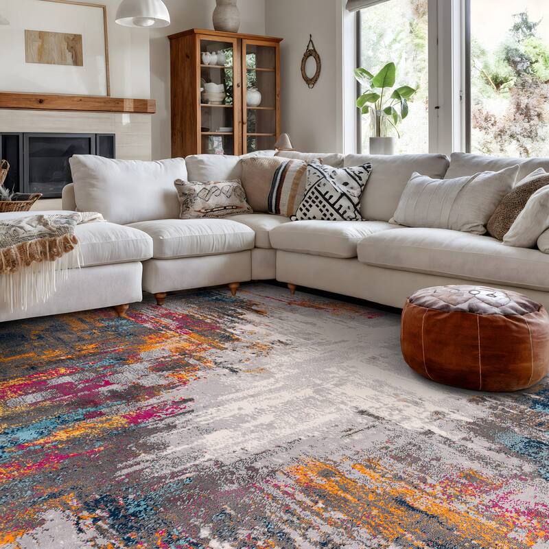 World Rug Gallery Bari Contemporary Abstract Art Area Rug