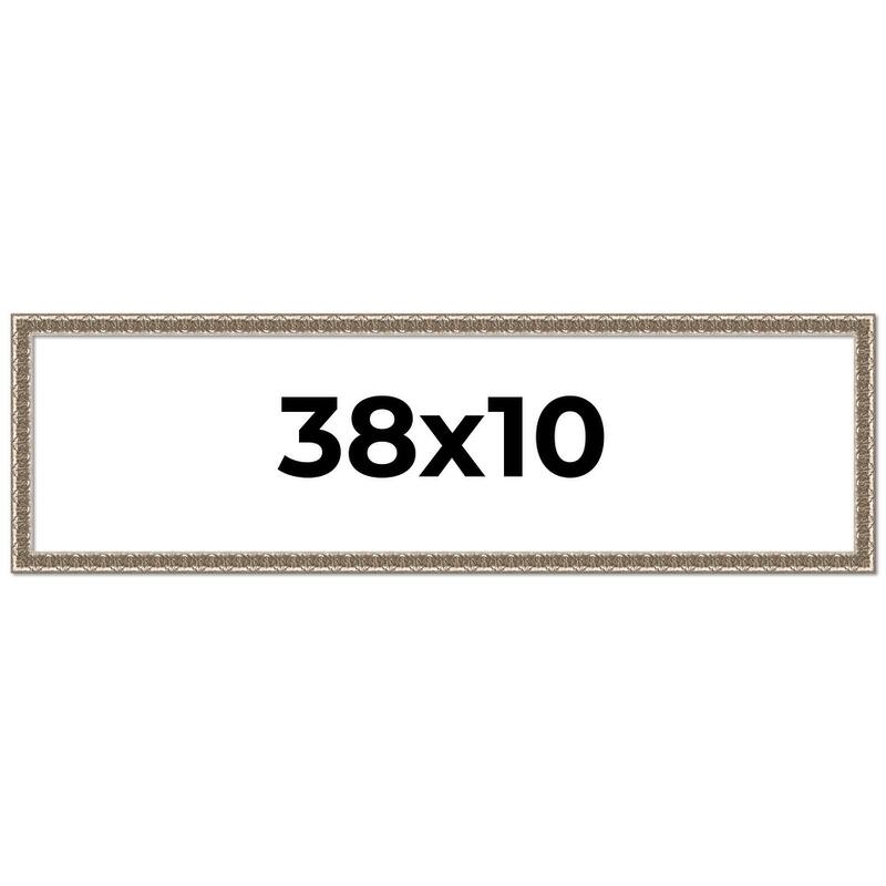 38x10 Frame Silver Versailles Ornate Solid Wood Picture Frame | 1 Inch