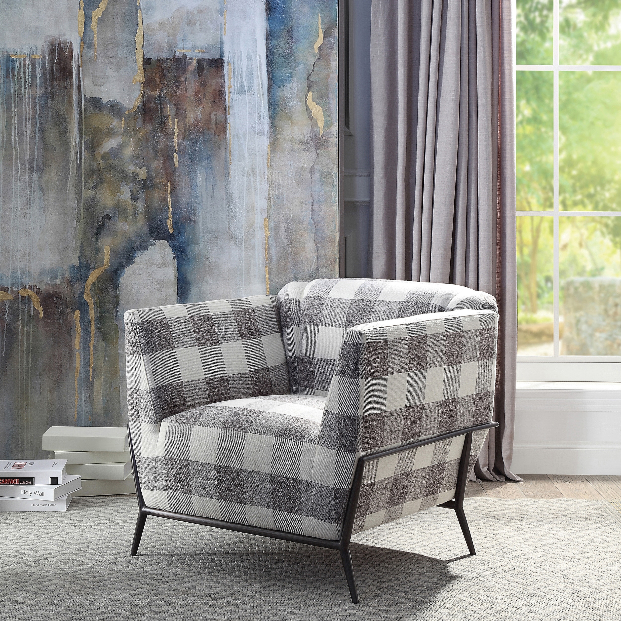 Duval Black Flared Armrest Accent Chair