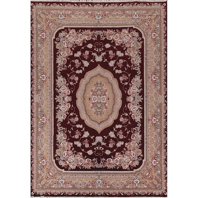 Victorian Style Kashan Turkish Area Rug Machine Made Carpet - 9'10" x 13'2"