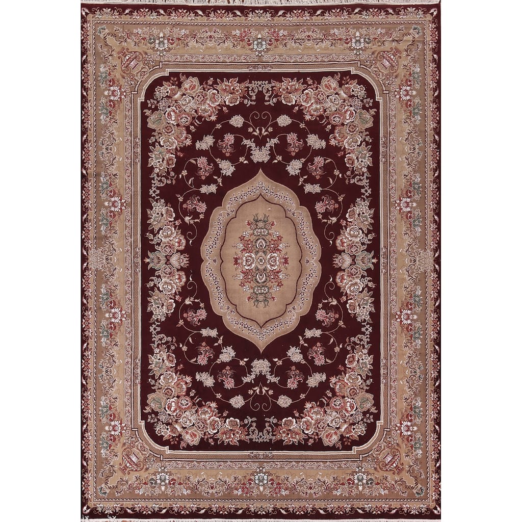 Victorian Style Kashan Turkish Area Rug Machine Made Carpet - 9'10" x 13'2"