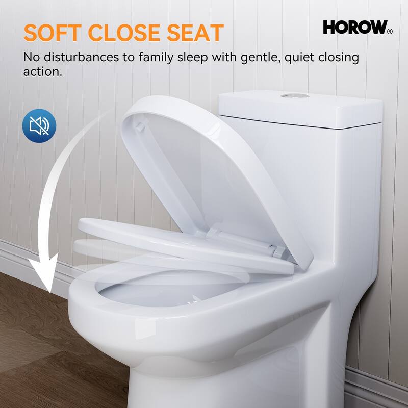HOROW One Piece White Toilet featuring Dual Flush 0.8/1.28 GPF with Seat - N/A