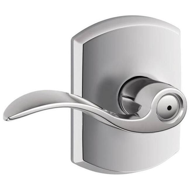 Schlage Accent Privacy Door Lever Set with Decorative Greenwich Trim - Bright Chrome