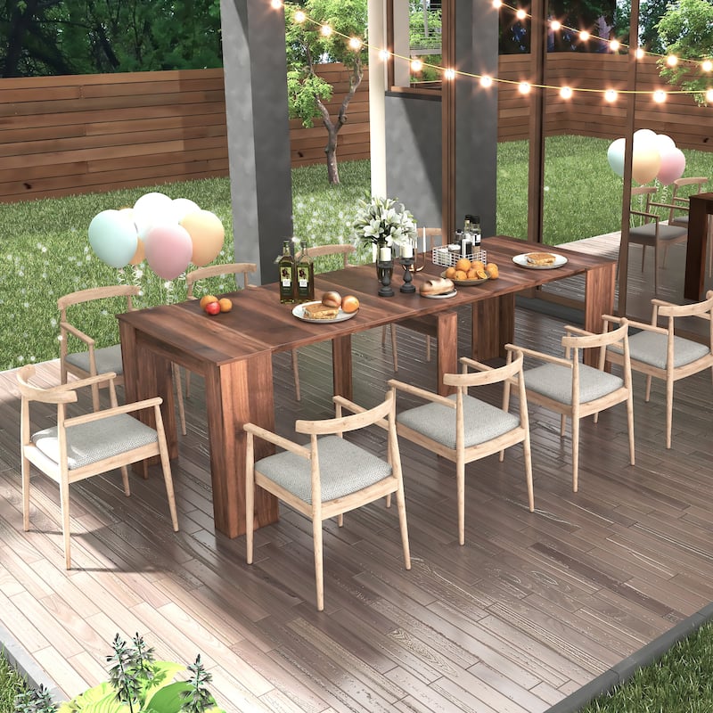 2 in 1 Multifunctional Extendable Console Table Dining Table for 4-8 People with 5 Different Size