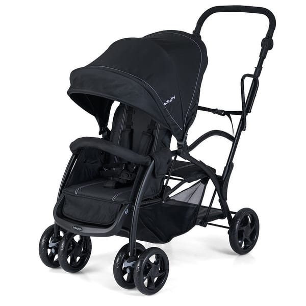 2-in-1 Sit and Stand Double Stroller with One-Button Fold, Reclining Front  Seat, Adjustable Canopy & Shock - 47" x 22.5" x 45.5" - Bed Bath & Beyond -  43593826