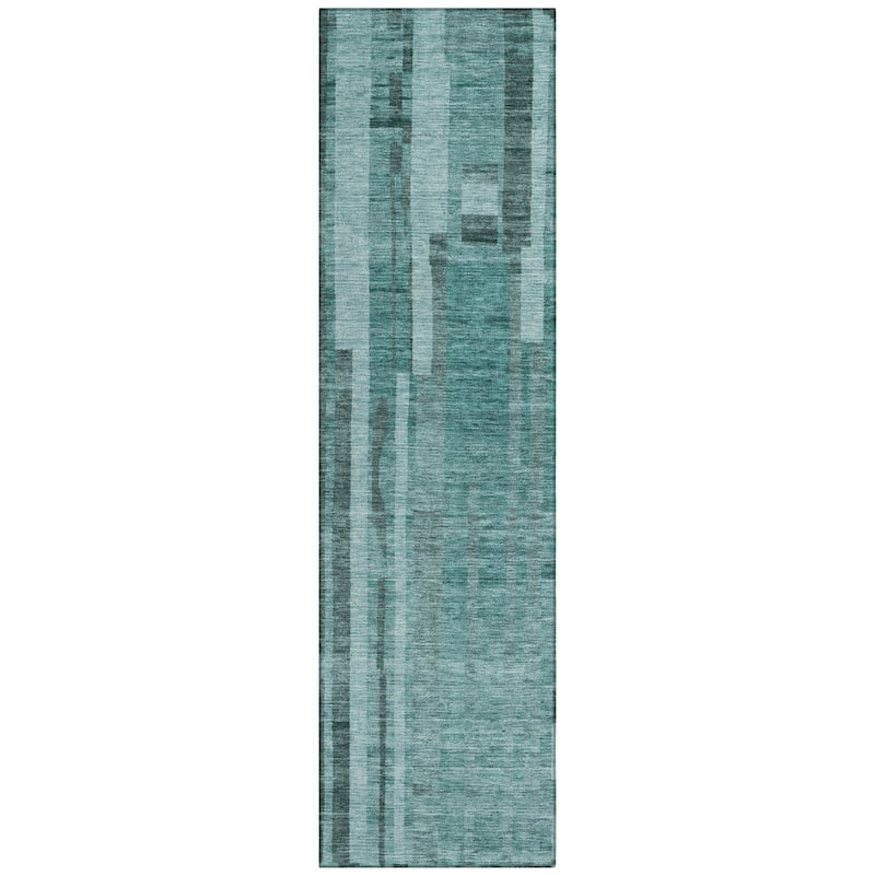 Machine Washable Indoor/ Outdoor Modern Stripes Chantille Rug