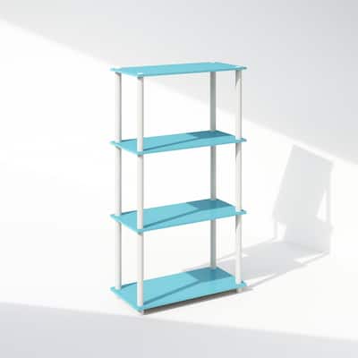 43.25 in. Tall Light Blue/White Wood 4-Shelf Bookcase
