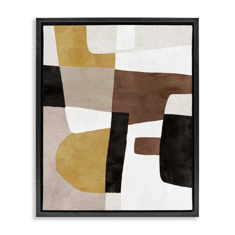 Stupell Abstract Shapes in Earth Tones Framed Floater Canvas Wall Art Design By Amber Sterling - 17 x 21 - Black