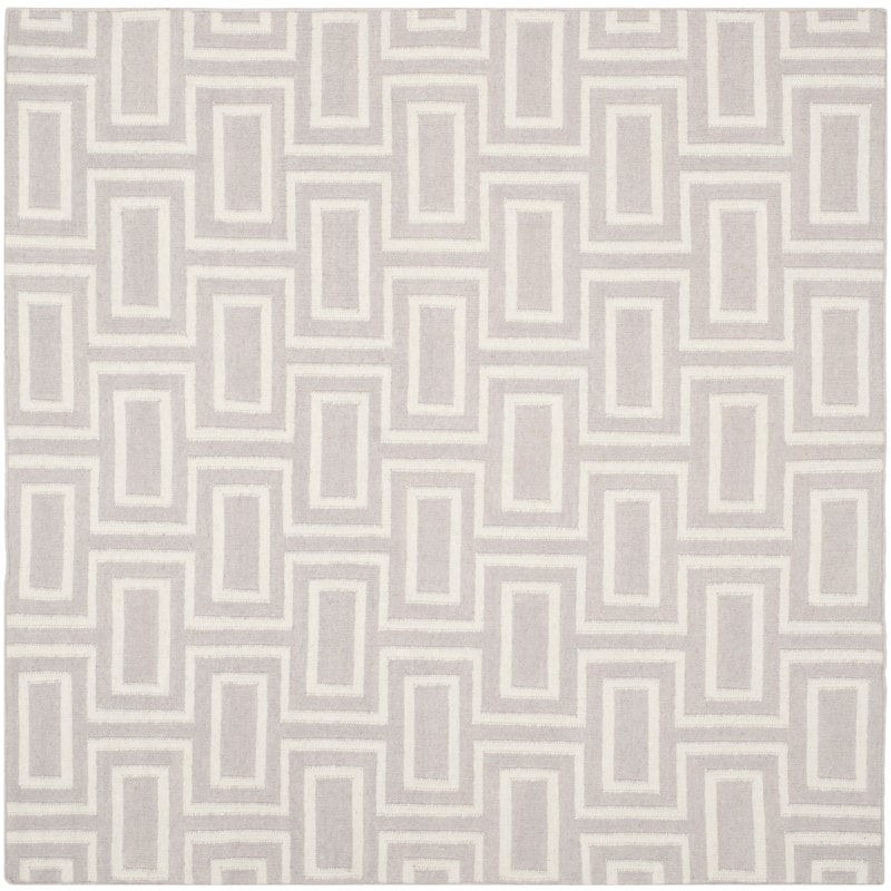 SAFAVIEH Handmade Flatweave Dhurries Iacobina Modern Moroccan Wool Rug - 6' Square - Grey/Ivory