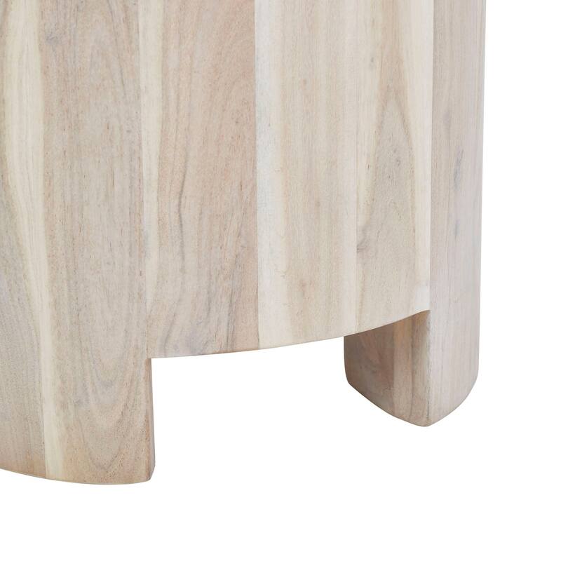 Renwil Kernel Acacia Wood Side Table, White