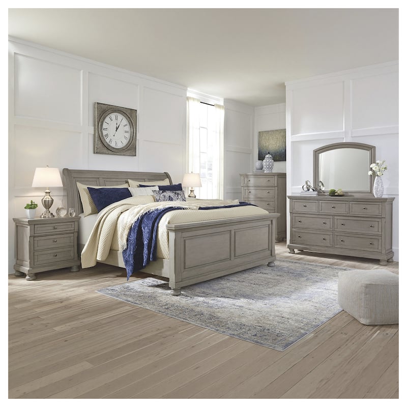 Signature Design by Ashley Lettner Light Gray Sleigh Bed