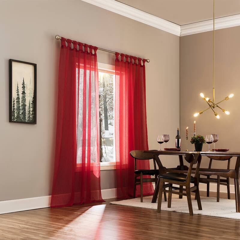 No. 918 Krista Holiday Twist Tab Sheer Tab Top 1-Piece Curtain Panel, Single Panel