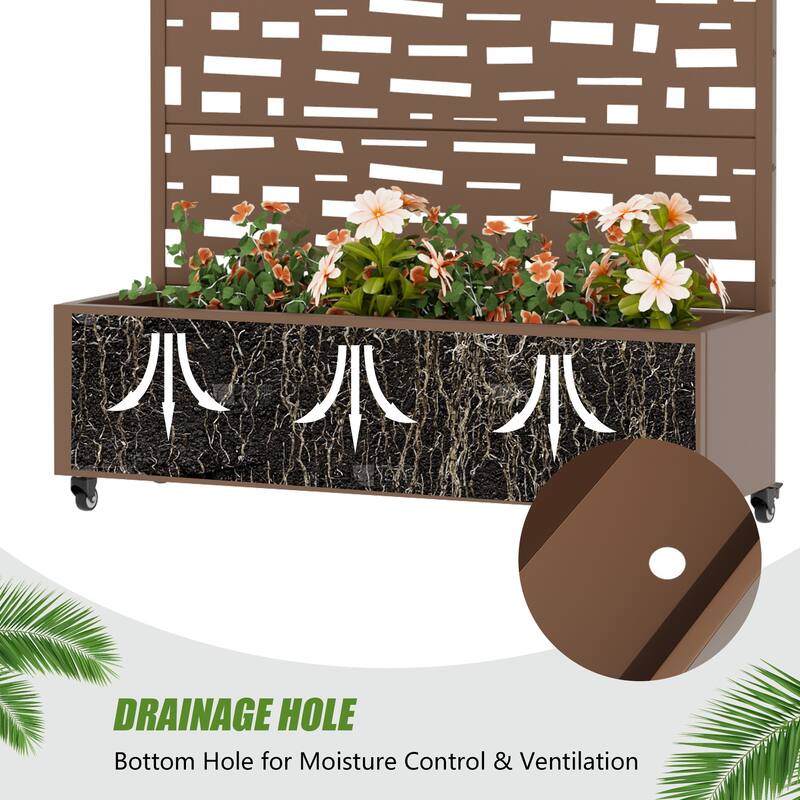 Raised Garden Bed Planter with Trellis Movable Planter Box with Lockable Wheels