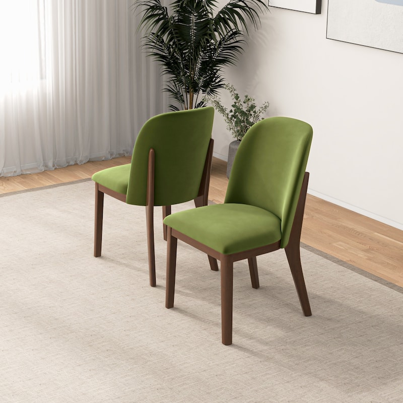 Bellar Mid Century Modern Linen/Velvet Dining Chair (Set of 2)