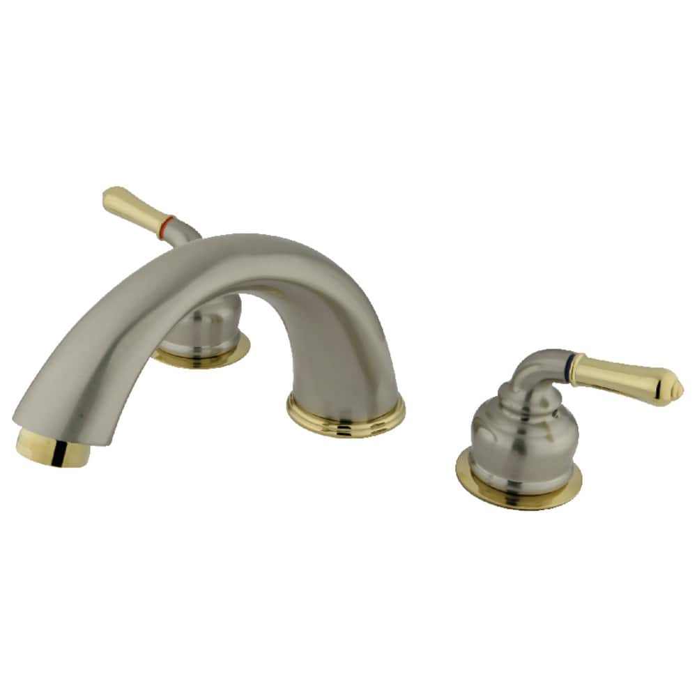 Magellan 3-Hole Deck Mount Roman Tub Faucet in Brushed Nickel/Polished Brass