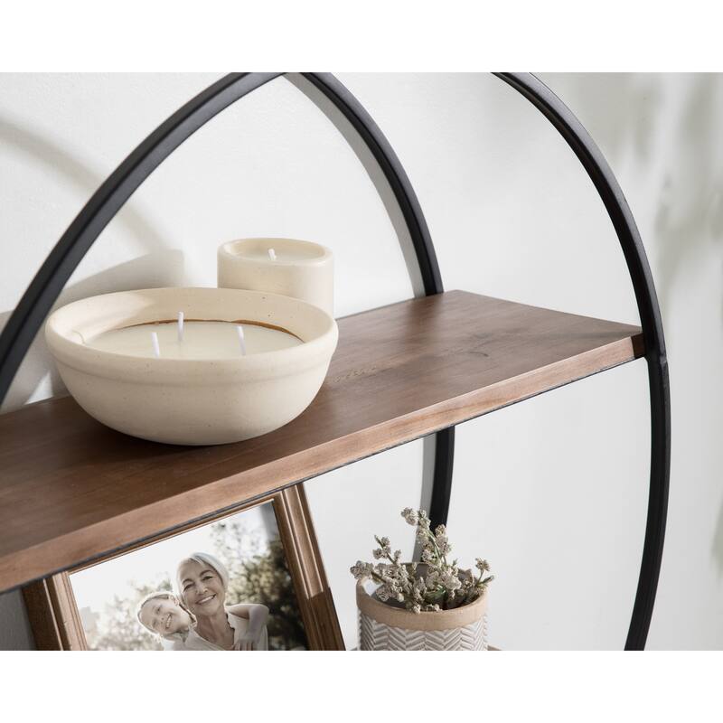 Kate and Laurel Sequoia Round Metal Wall Shelf