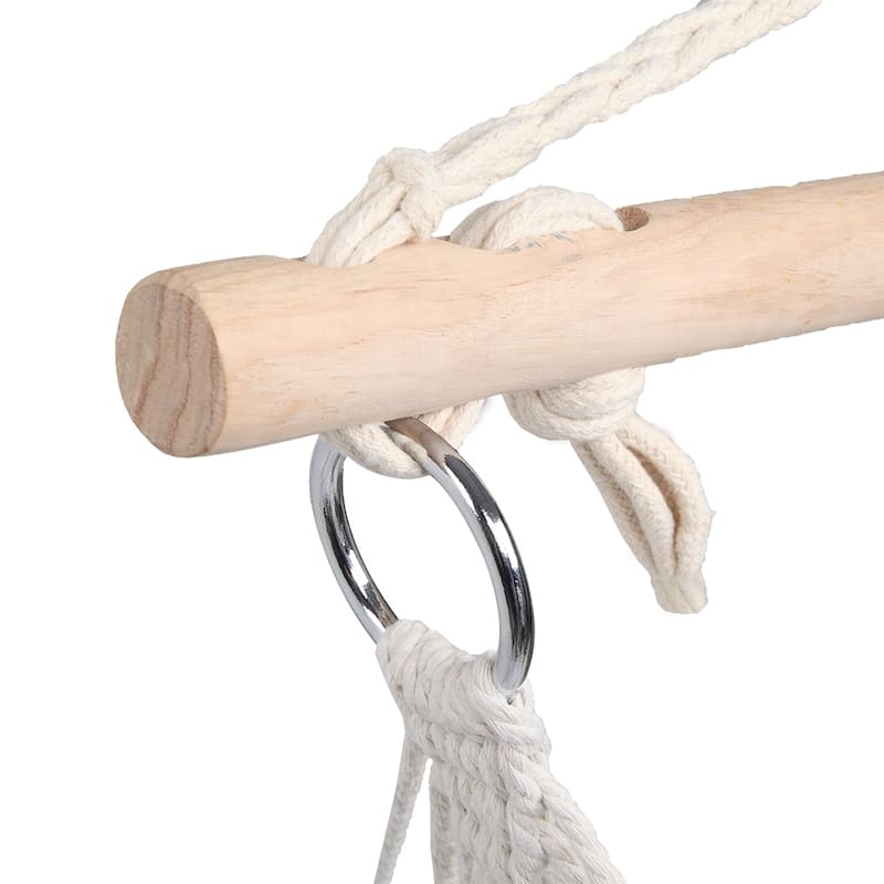 Outdoor/Indoor Cotton Rope Sling With Tassel Beige