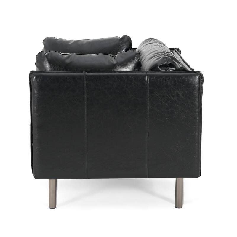 Faux Leather Upholstered Club Chair Reading Chair with Metal Legs
