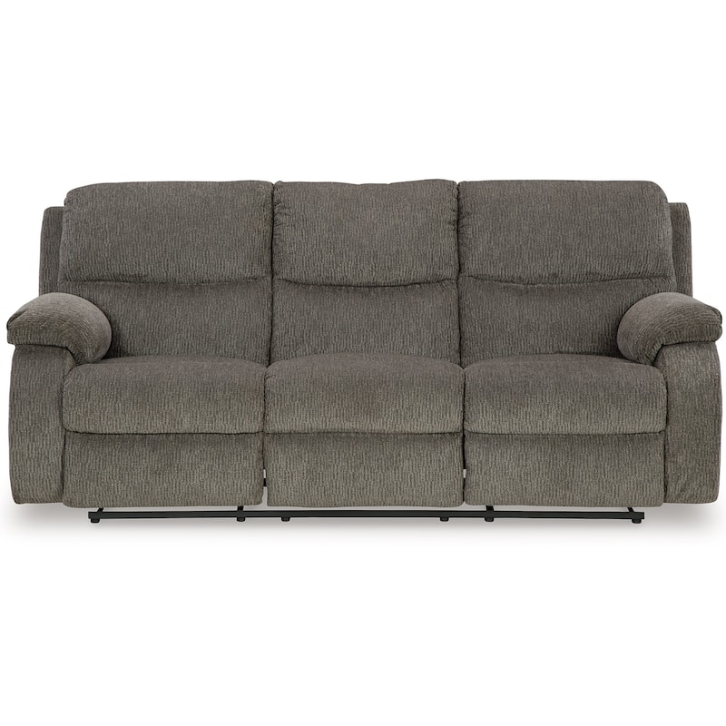 Lyla Manual Recliner Sofa with Bustle Back, Gray Polyester 86 Inch