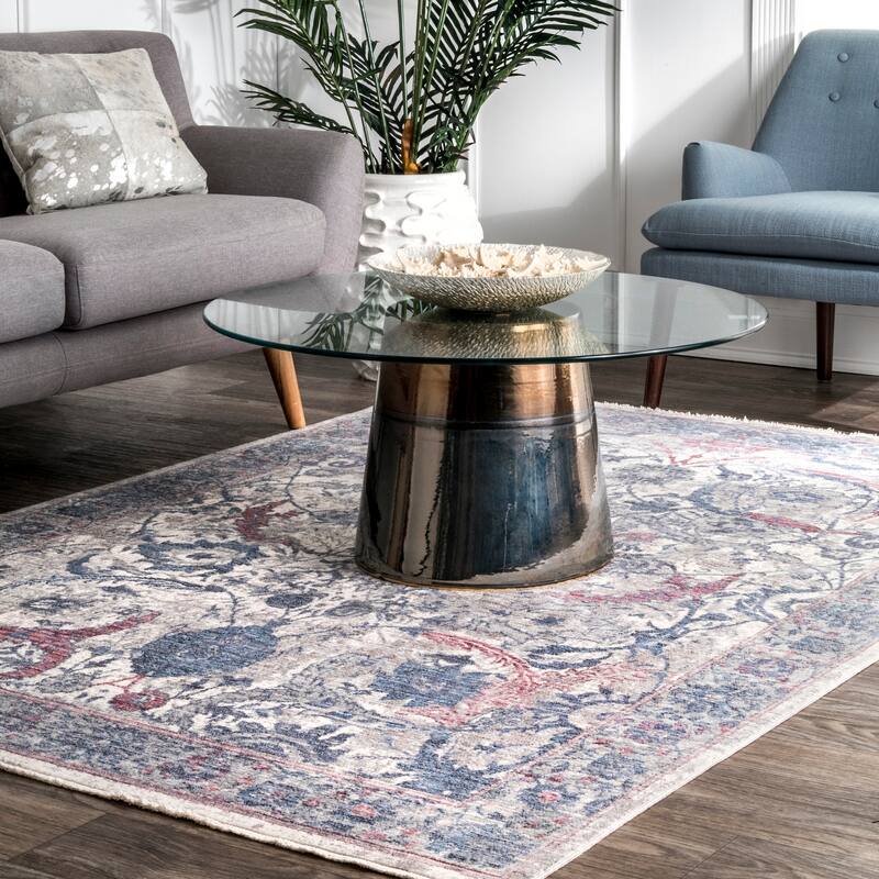 Nuloom Vintage Persian Katia Swirling Leaf Tassel Border Area Rug