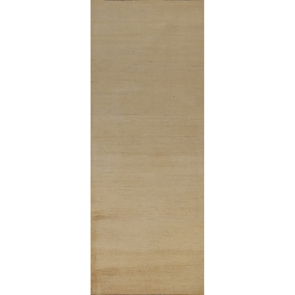 Solid Modern Gabbeh Runner Rug Hallway Handmade Wool Carpet - 2'8"x 9'7"