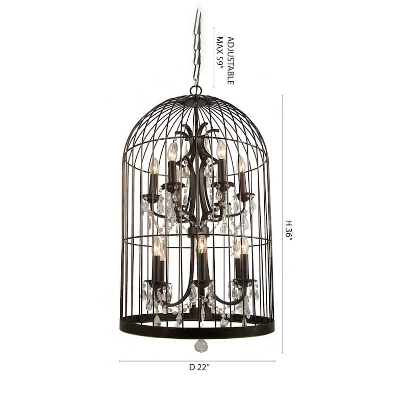 12-Light Black Chandeleir With Clear Crystal Accents