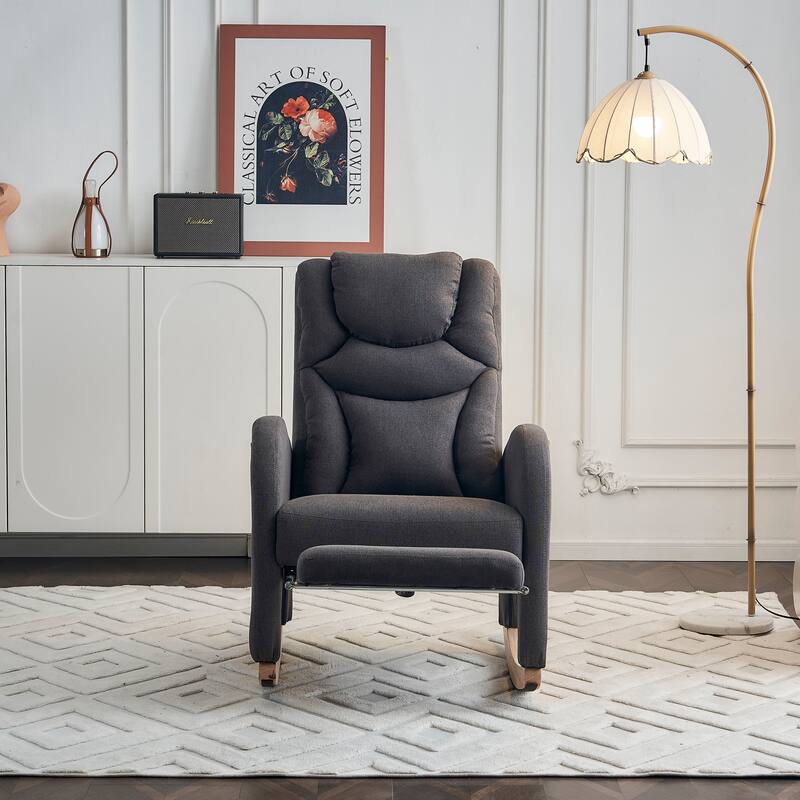 Teddy Fabric Nursery Rocking Chair With Adjustable Footrest
