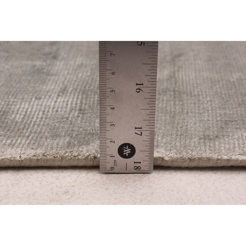 ECARPETGALLERY Hand Loomed Shimmer Grey Viscose Rug - 7'10 x 10'0