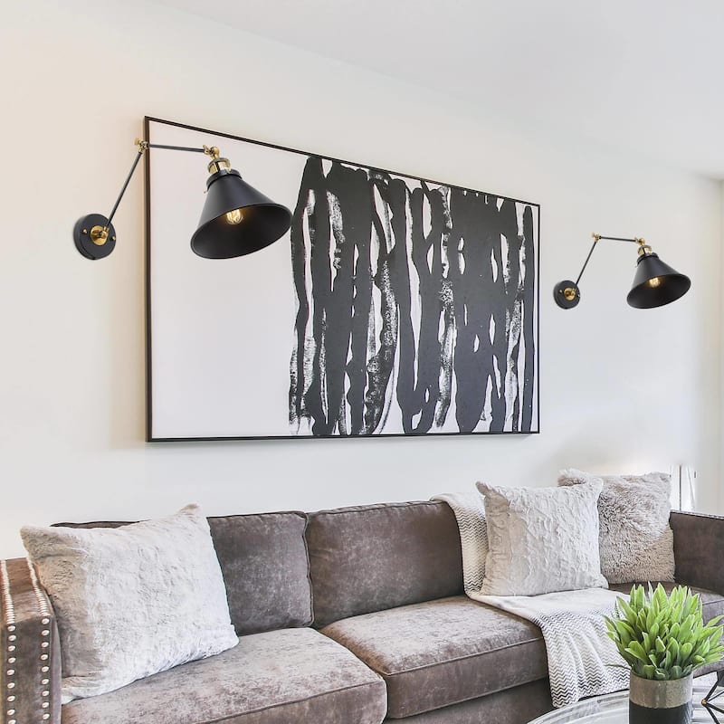 Carbon Loft Modern Black Gold Swing Arm Lights Wall Sconces for Bedroom