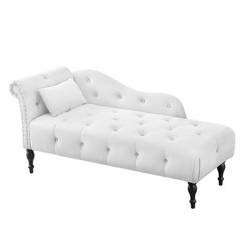 60.6" Velvet Chaise Lounge with 1 Pillow