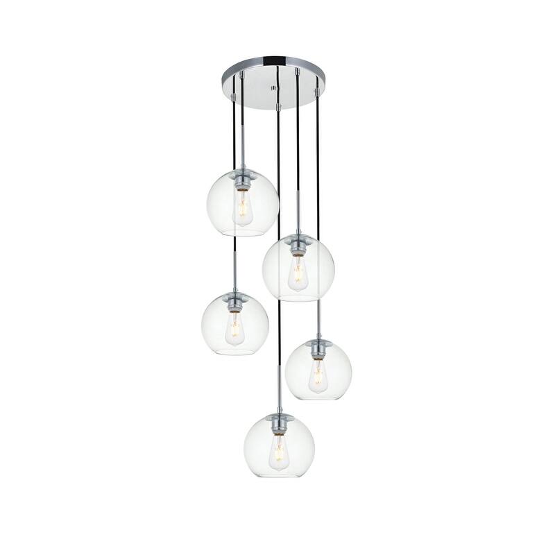 Mid-century Modern Clear Glass 5-light Pendant