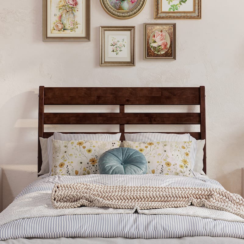 Twin Size Solid Wood Headboard with Classic Panel Styling, Warm Walnut Finish for Bedroom or Guest Room