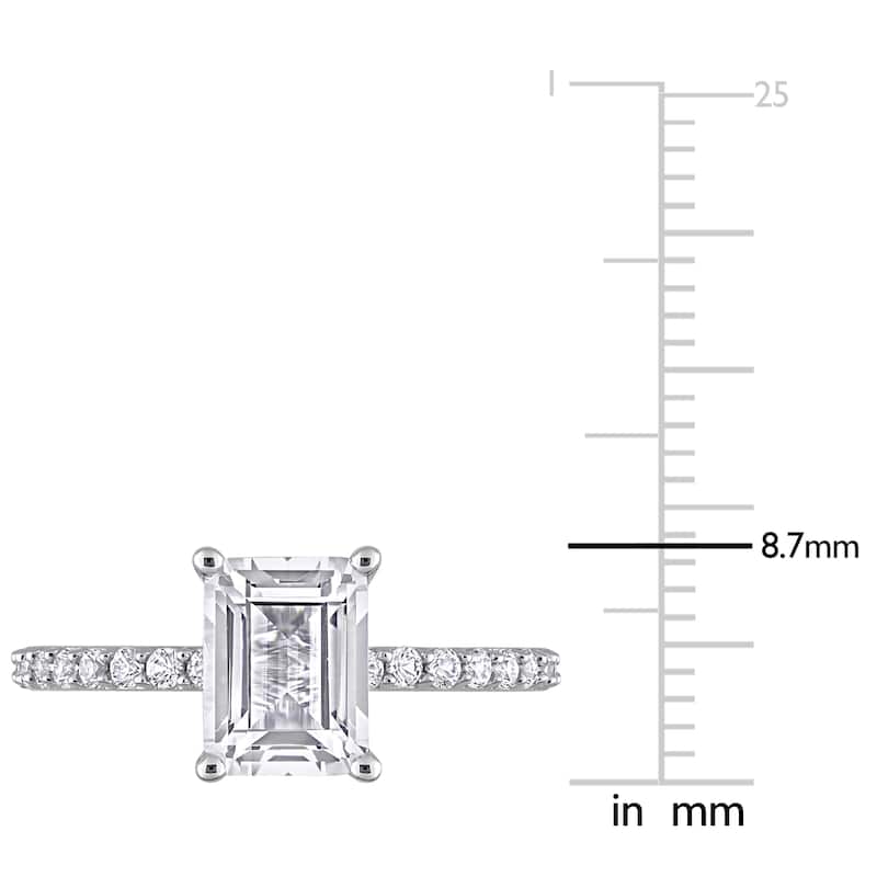 Miadora 2 1/3ct TGW Octagon-cut Created White Sapphire Engagement Ring in 10k White Gold