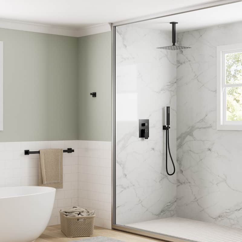 GRANDJOY 10" Rainfall Showerhead Bathroom Shower System Shower Faucets with Anti-Scald Valve